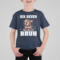 Funny Christmas 67 Six Seven Bruh T Shirt For Kid Dabbing Santa - Wonder Print Shop