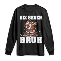 Funny Christmas 67 Six Seven Bruh Long Sleeve Shirt Dabbing Santa - Wonder Print Shop