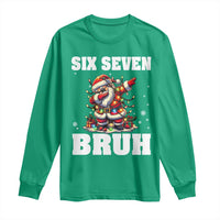 Funny Christmas 67 Six Seven Bruh Long Sleeve Shirt Dabbing Santa - Wonder Print Shop