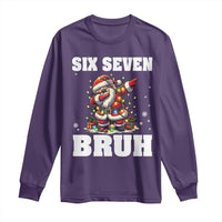 Funny Christmas 67 Six Seven Bruh Long Sleeve Shirt Dabbing Santa - Wonder Print Shop