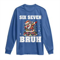 Funny Christmas 67 Six Seven Bruh Long Sleeve Shirt Dabbing Santa - Wonder Print Shop