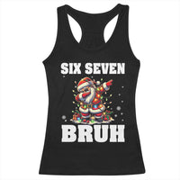 Funny Christmas 67 Six Seven Bruh Racerback Tank Top Dabbing Santa - Wonder Print Shop
