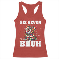 Funny Christmas 67 Six Seven Bruh Racerback Tank Top Dabbing Santa - Wonder Print Shop