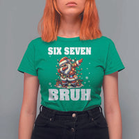 Funny Christmas 67 Six Seven Bruh T Shirt For Women Dabbing Santa - Wonder Print Shop