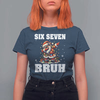 Funny Christmas 67 Six Seven Bruh T Shirt For Women Dabbing Santa - Wonder Print Shop