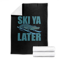 Funny Skiing Alligator Throw Blanket Ski Ya Later Skier Winter Sport - Wonder Print Shop