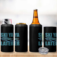 Funny Skiing Alligator 4 in 1 Can Cooler Tumbler Ski Ya Later Skier Winter Sport - Wonder Print Shop
