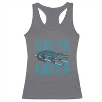 Funny Skiing Alligator Racerback Tank Top Ski Ya Later Skier Winter Sport - Wonder Print Shop