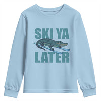 Funny Skiing Alligator Youth Sweatshirt Ski Ya Later Skier Winter Sport - Wonder Print Shop