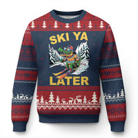 Funny Skiing Alligator Ugly Christmas Sweater Ski Ya Later Skier Snow Mountain Winter Sport - Wonder Print Shop