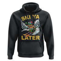 Funny Skiing Alligator Hoodie Ski Ya Later Skier Snow Mountain Winter Sport - Wonder Print Shop