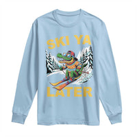 Funny Skiing Alligator Long Sleeve Shirt Ski Ya Later Skier Snow Mountain Winter Sport - Wonder Print Shop