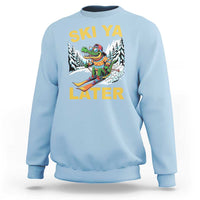 Funny Skiing Alligator Sweatshirt Ski Ya Later Skier Snow Mountain Winter Sport - Wonder Print Shop