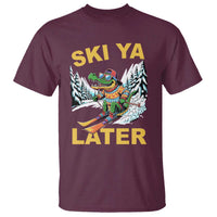 Funny Skiing Alligator T Shirt Ski Ya Later Skier Snow Mountain Winter Sport - Wonder Print Shop