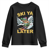 Funny Skiing Alligator Youth Sweatshirt Ski Ya Later Skier Snow Mountain Winter Sport - Wonder Print Shop