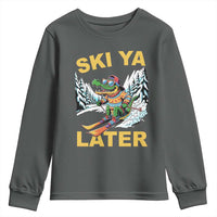 Funny Skiing Alligator Youth Sweatshirt Ski Ya Later Skier Snow Mountain Winter Sport - Wonder Print Shop