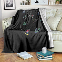 Funny Pixel Ski Snowboard Winter Sport Game Lover Throw Blanket - Wonder Print Shop