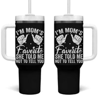 I Am Moms Favorite She Told Me Not To Tell You Tumbler With Handle - Wonder Print Shop