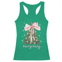 Funny Christmas Mahjong Racerback Tank Top Merry Mahj Xmas Tree Gambling Chinese Game - Wonder Print Shop