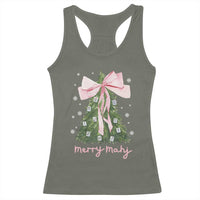 Funny Christmas Mahjong Racerback Tank Top Merry Mahj Xmas Tree Gambling Chinese Game - Wonder Print Shop
