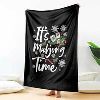 Funny Christmas Mahjong Throw Blanket It Is Mahjong Time Gambling Xmas Chinese Game - Wonder Print Shop
