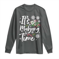 Funny Christmas Mahjong Long Sleeve Shirt It Is Mahjong Time Gambling Xmas Chinese Game - Wonder Print Shop