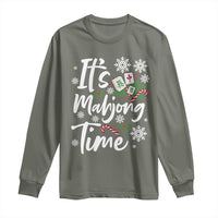 Funny Christmas Mahjong Long Sleeve Shirt It Is Mahjong Time Gambling Xmas Chinese Game - Wonder Print Shop