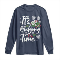 Funny Christmas Mahjong Long Sleeve Shirt It Is Mahjong Time Gambling Xmas Chinese Game - Wonder Print Shop