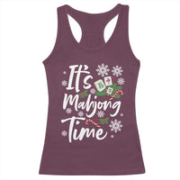 Funny Christmas Mahjong Racerback Tank Top It Is Mahjong Time Gambling Xmas Chinese Game - Wonder Print Shop