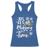 Funny Christmas Mahjong Racerback Tank Top It Is Mahjong Time Gambling Xmas Chinese Game - Wonder Print Shop