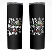 Funny Christmas Mahjong Skinny Tumbler It Is Mahjong Time Gambling Xmas Chinese Game - Wonder Print Shop