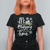 Funny Christmas Mahjong T Shirt For Women It Is Mahjong Time Gambling Xmas Chinese Game - Wonder Print Shop