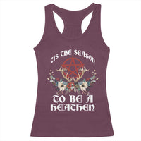 Tis The Season To Be The Heathen Racerback Tank Top Pagan Christmas Yule Holiday Pentagram - Wonder Print Shop