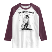 Funny Undiagnosed But Everyone's Pretty Sure Raglan Shirt Cowboy Racoon