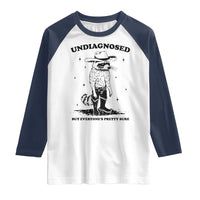 Funny Undiagnosed But Everyone's Pretty Sure Raglan Shirt Cowboy Racoon
