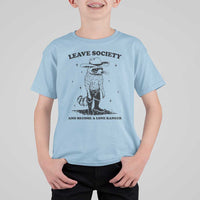 Funny Leave Society And Become A Lone Ranger T Shirt For Kid Cowboy Racoon