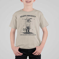 Funny Leave Society And Become A Lone Ranger T Shirt For Kid Cowboy Racoon