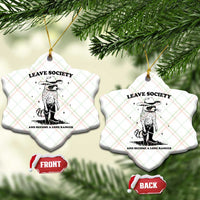 Funny Leave Society And Become A Lone Ranger Ceramic Ornament Cowboy Racoon - Wonder Print Shop