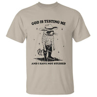 Funny God Is Testing Me And I Have Not Studied T Shirt Cowboy Racoon