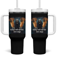 Today I Will Eat Two Corn Dogs Skeleton Meme Tumbler With Handle