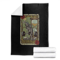 Funny Tarot Card Deadlifts Gym Workout Skeleton Throw Blanket