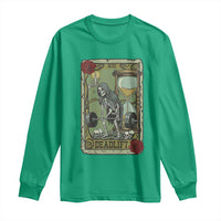 Funny Tarot Card Deadlifts Gym Workout Skeleton Long Sleeve Shirt
