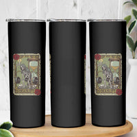 Funny Tarot Card Deadlifts Gym Workout Skeleton Skinny Tumbler