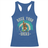 Funny Down Syndrome Awareness Bigfoot Racerback Tank Top Rock Your Socks