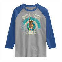 Funny Down Syndrome Awareness Bigfoot Raglan Shirt Rock Your Socks