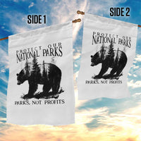 Protect Our National Parks Not Profits Garden Flag Vintage Forest Bear - Wonder Print Shop
