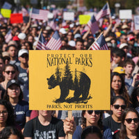 Protect Our National Parks Not Profits Protest Sign Vintage Forest Bear - Wonder Print Shop