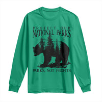 Protect Our National Parks Not Profits Long Sleeve Shirt Vintage Forest Bear