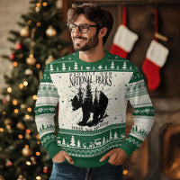 Protect Our National Parks Not Profits Knitted Sweatshirt Vintage Forest Bear - Wonder Print Shop