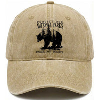 Protect Our National Parks Not Profits Washed Cotton Baseball Cap Vintage Forest Bear